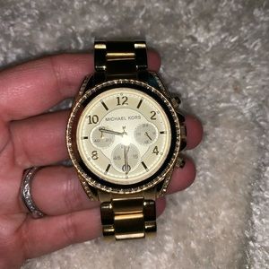 Michael Kors Gold Chronograph Watch with Glitz